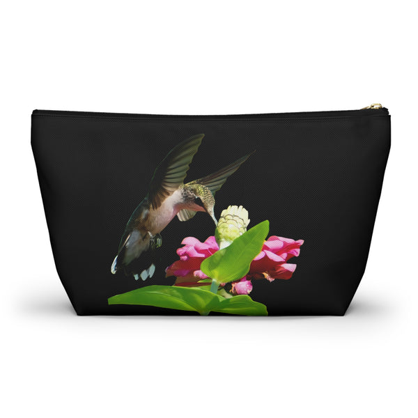 Hummingbird Wings Up Black Accessory Pouch w T-bottom