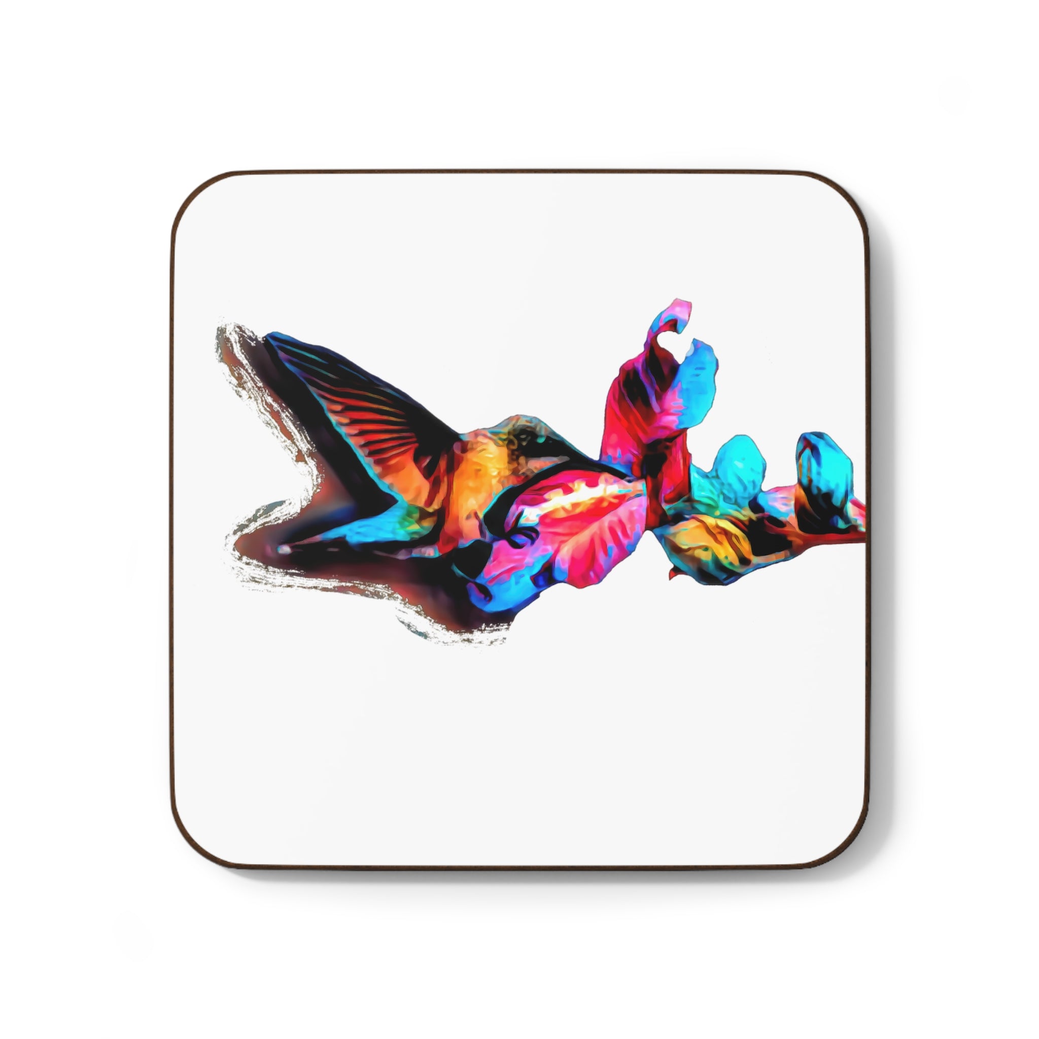 Hummingbird Landing Neat Pink Hardboard Back Coaster