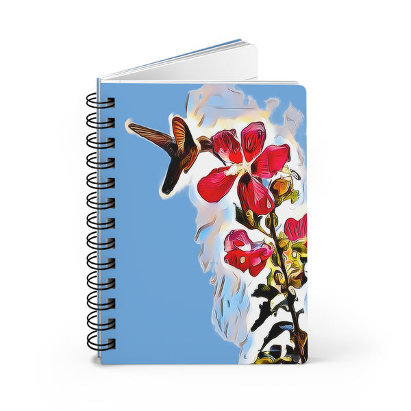 Hummingbird Red Rosa Light Blue Spiral Bound Journal