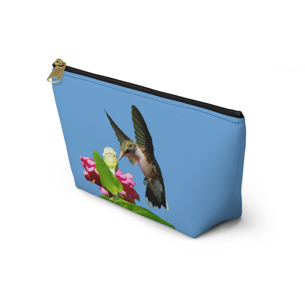 Hummingbird Wings Up Light Blue Accessory Pouch w T-bottom