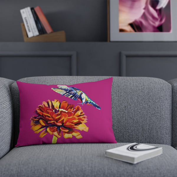 Hummingbird Wings Up Neat Pink Cushion