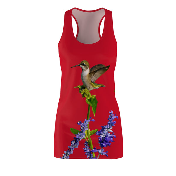 Hummingbird Lookout Red Women's Cut & Sew Racerback Dress (AOP)