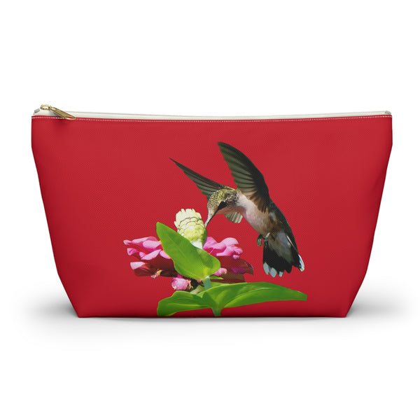 Hummingbird Wings Up Red Accessory Pouch w T-bottom