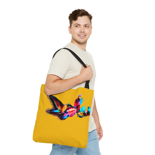 Hummingbird Landing Yellow Tote Bag (AOP 1)