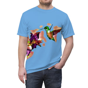 Unisex Cut & Sew Hummingbird Violet Light Blue Tee (AOP 1)