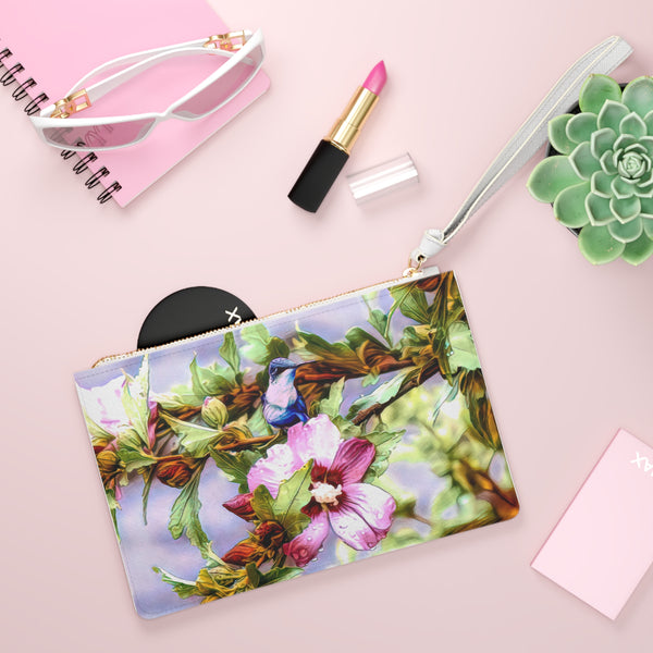 Hummingbird Heaven Clutch Bag — Floral Bird Evening Clutch