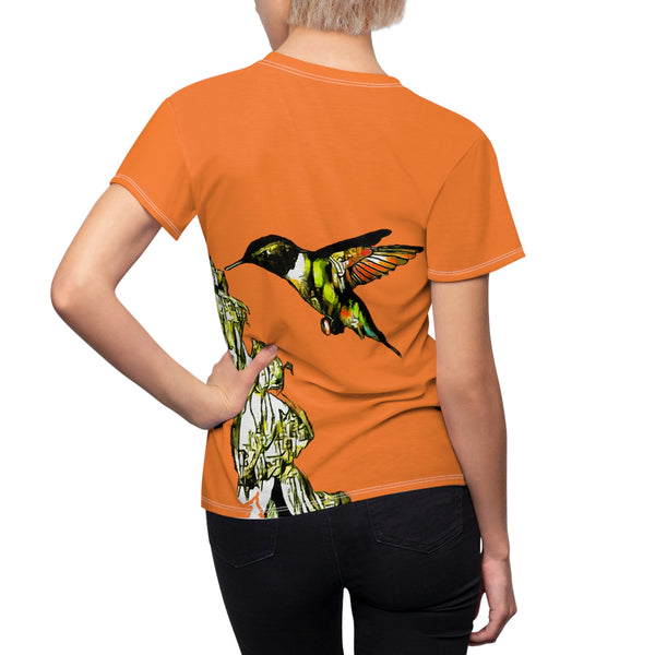 Women's Cut & Sew Hummingbird Stick Orange Tee (AOP 1)