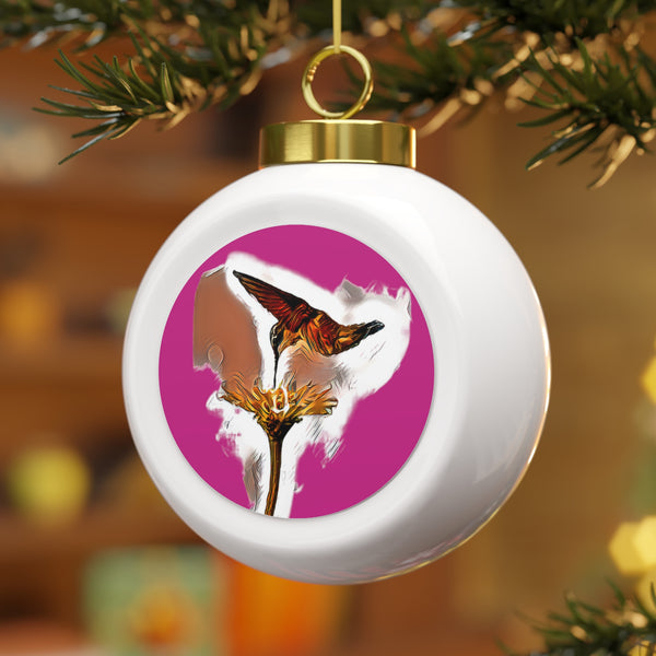 Hummingbird Flame Neat Pink Ball Ornament