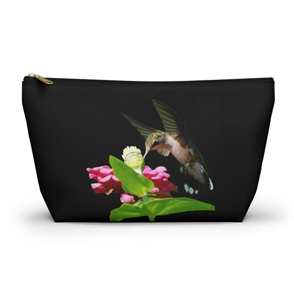Hummingbird Wings Up Black Accessory Pouch w T-bottom