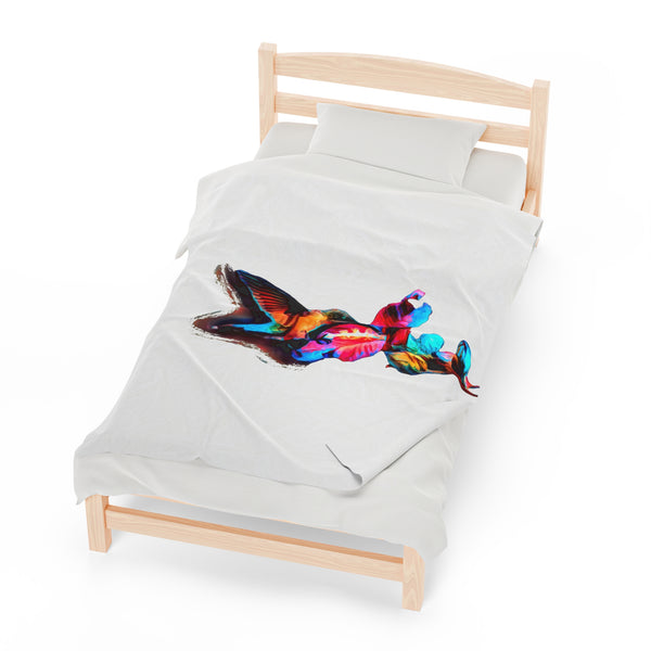 Hummingbird Landing Velveteen Plush Blanket