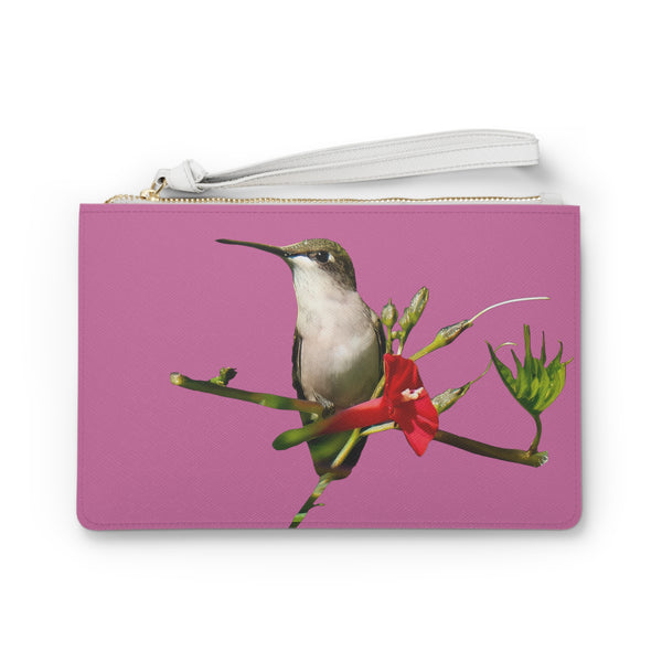 Hummingbird Red Bloom Flame Clutch Bag