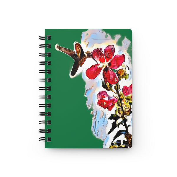 Hummingbird Red Rosa Green Spiral Bound Journal