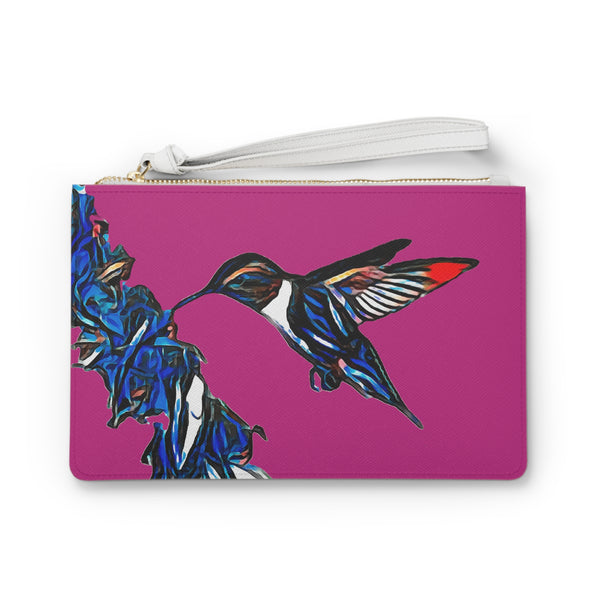 Hummingbird Blue Stick Neat Pink Clutch Bag (2)