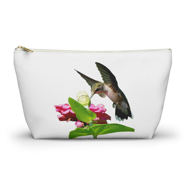 Hummingbird Wings Up White Accessory Pouch w T-bottom