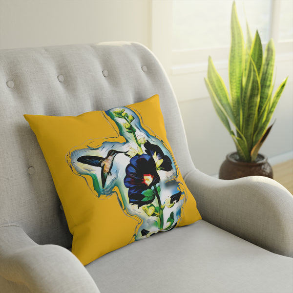 Hummingbird Standing Yellow Cushion