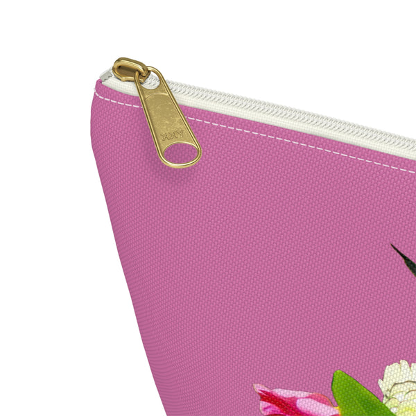 Hummingbird Wings Up Neat Pink Accessory Pouch w T-bottom