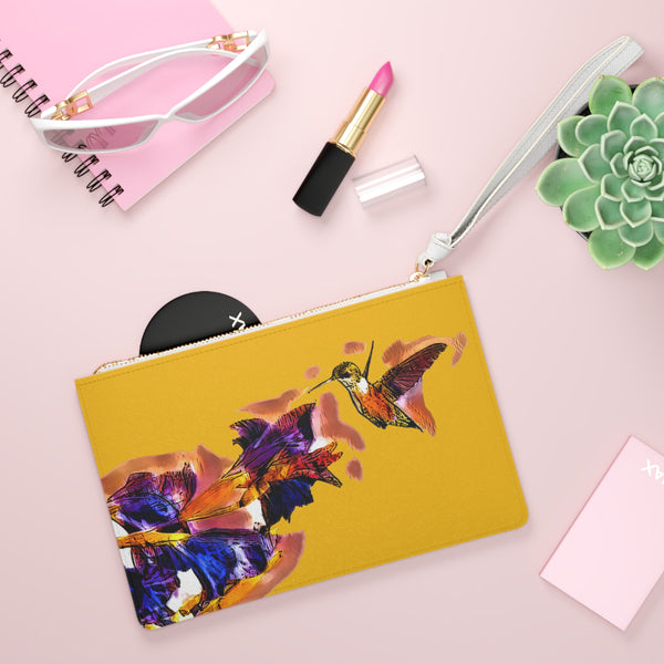 Hummingbird Violet Yellow Clutch Bag (2)