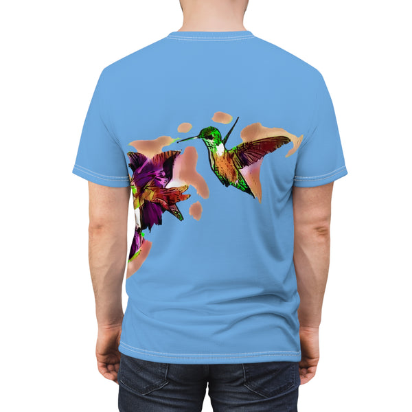 Unisex Cut & Sew Hummingbird Violet Light Blue Tee (AOP 1)