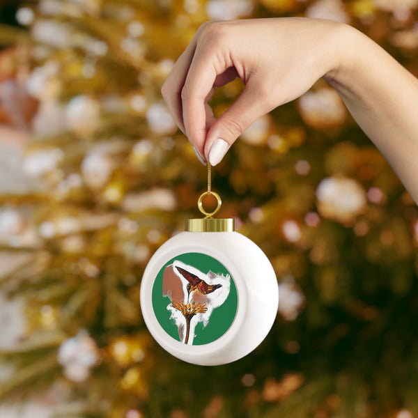 Hummingbird Flame Green Ball Ornament