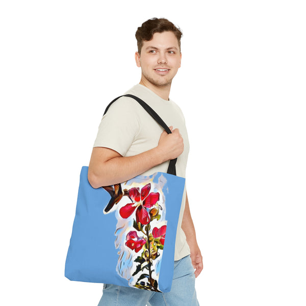 Hummingbird Red Rosa Light Blue Tote Bag (AOP 1)