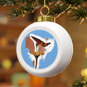 Hummingbird Flame Light Blue Ball Ornament