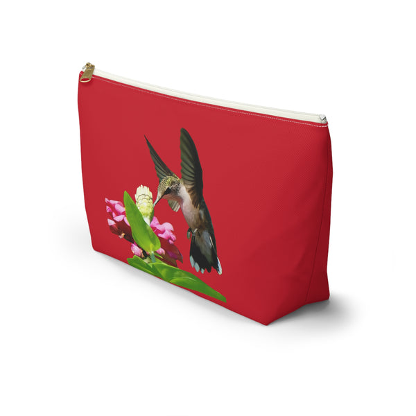 Hummingbird Wings Up Red Accessory Pouch w T-bottom