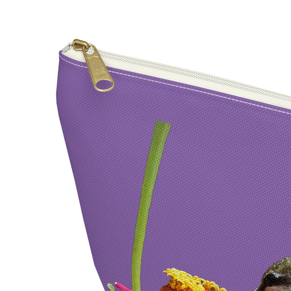 Hummingbird Zinnia Sip Day Purple Accessory Pouch w T-bottom