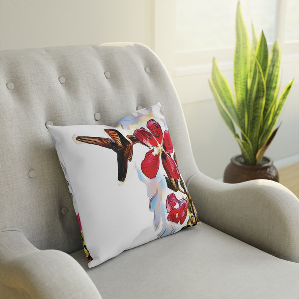 Hummingbird Red Rosa Cushion