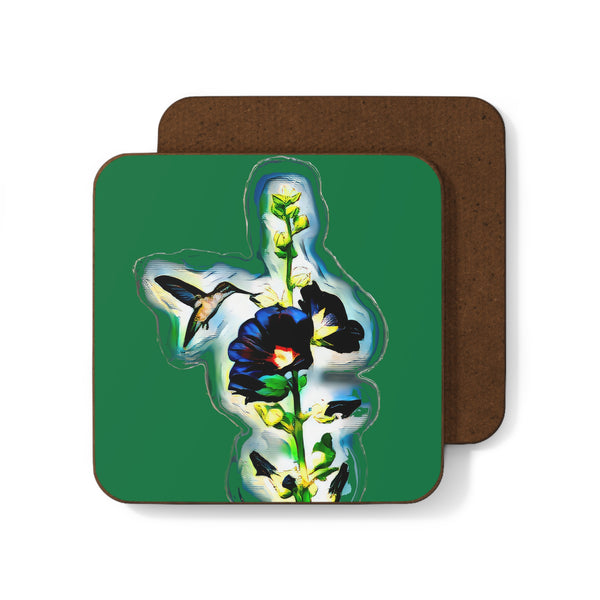 Hummingbird Standing Green Hardboard Back Coaster