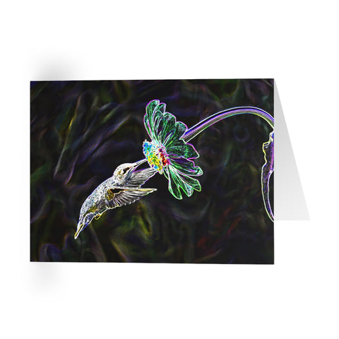 Inflating Flower Hummingbird Night Dreams Notecard (5 Pack)