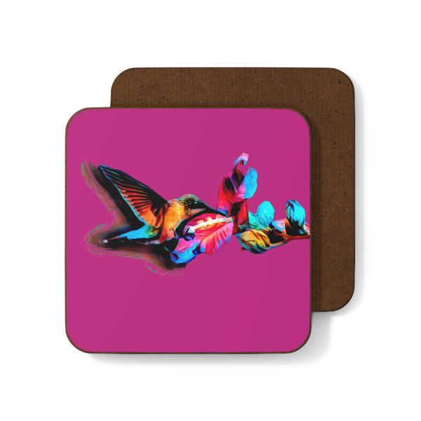 Hummingbird Landing Neat Pink Hardboard Back Coaster