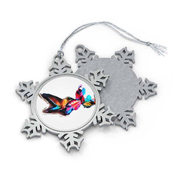 Hummingbird Landing Pewter Snowflake Ornament