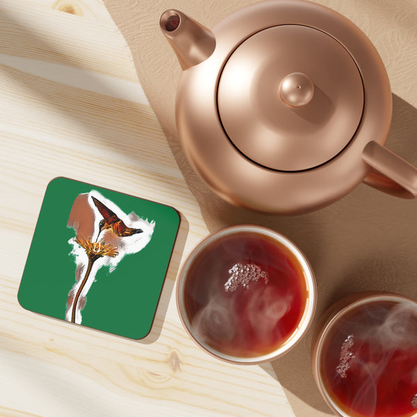 Hummingbird Flame Green Hardboard Back Coaster