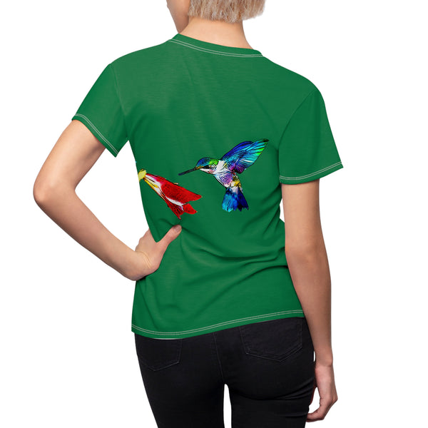 Women's Cut & Sew Hummingbird Sweet Green Tee (AOP 1)