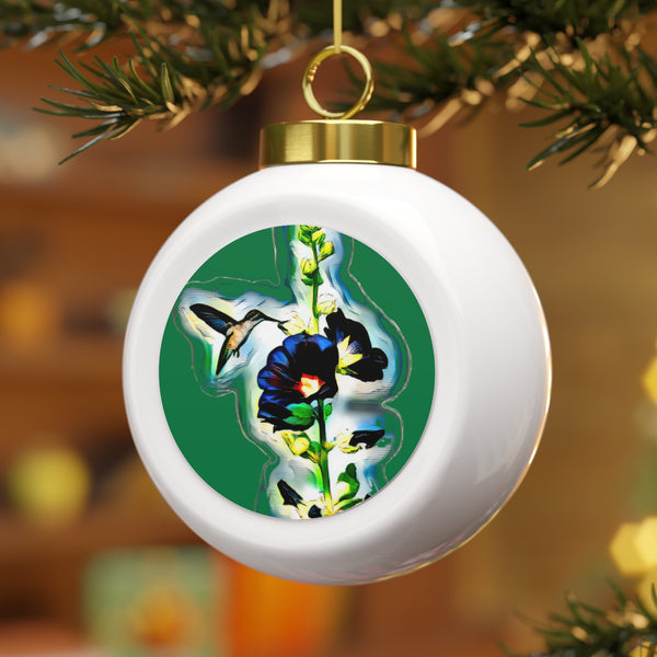 Hummingbird Standing Green Ball Ornament