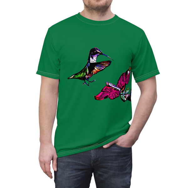 Unisex Cut & Sew Hummingbird Bounce Green Tee (AOP 1)