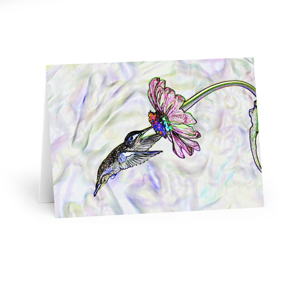 Inflating Flower Hummingbird Art Notecard (5 Pack)