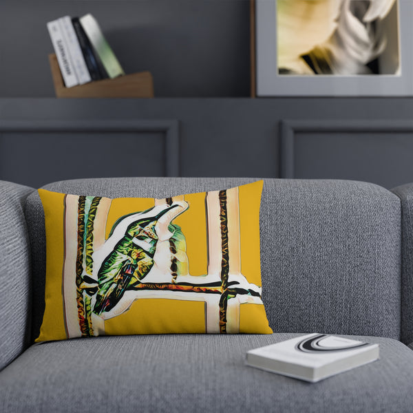 Hummingbird Emerald Yellow Cushion