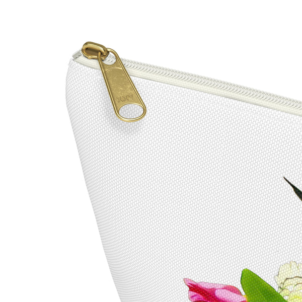 Hummingbird Wings Up White Accessory Pouch w T-bottom