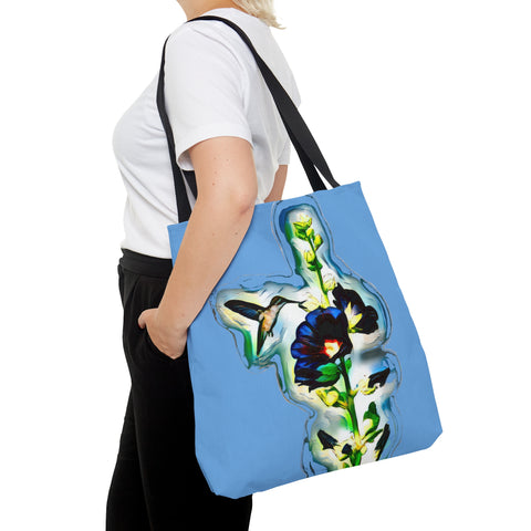 Hummingbird Standing Light Blue Tote Bag (AOP 1)