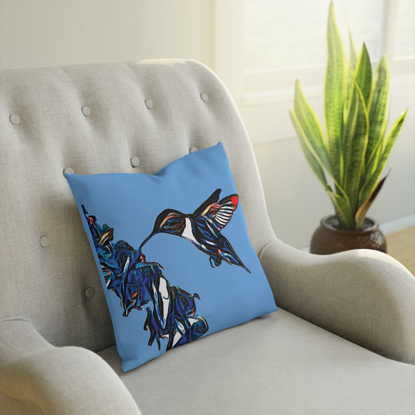 Hummingbird Blue Stick Light Blue Cushion