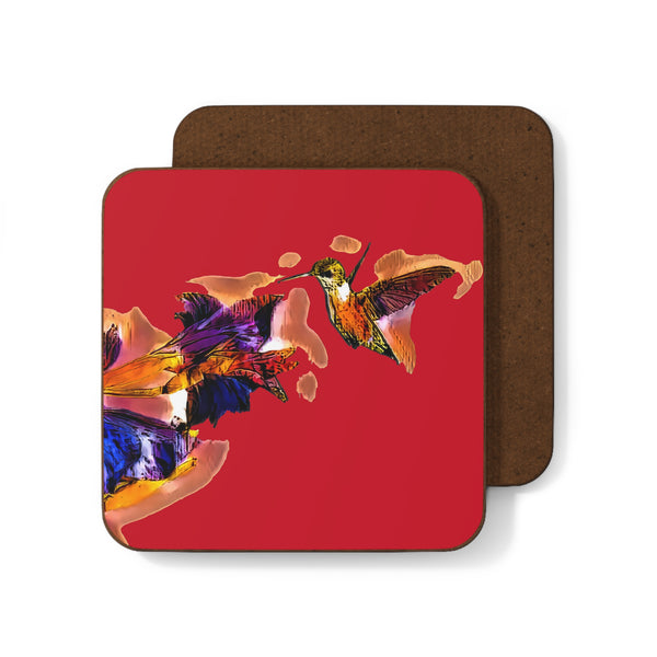 Hummingbird Violet Red Hardboard Back Coaster