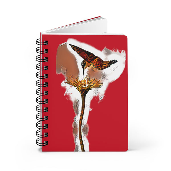 Hummingbird Flame Red Spiral Bound Journal