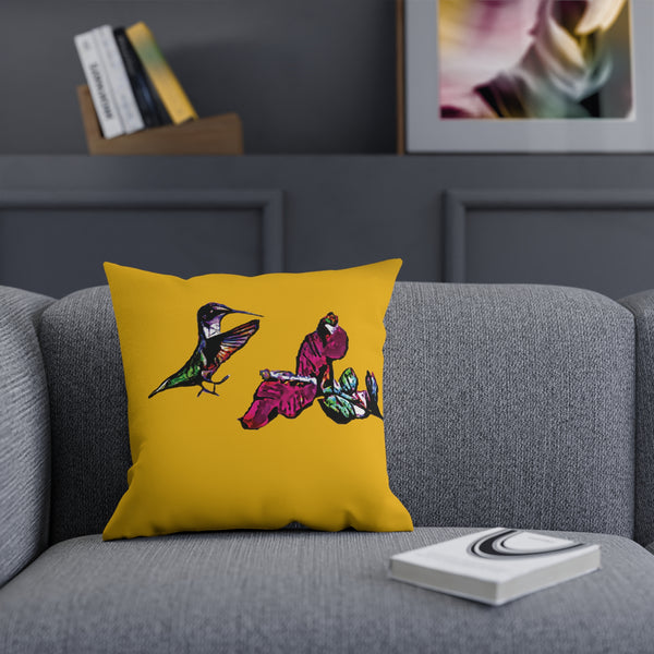 Hummingbird Bounce Yellow Cushion