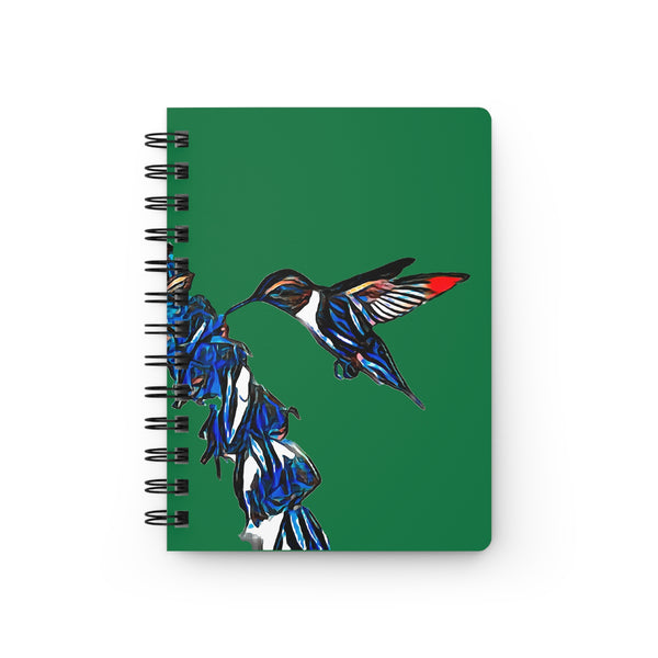 Hummingbird Blue Stick Green Spiral Bound Journal