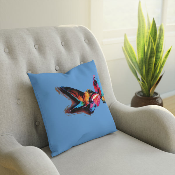 Hummingbird Landing Light Blue Cushion