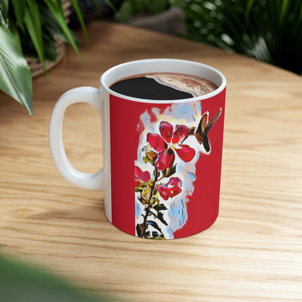 Hummingbird Red Rosa Ceramic Mug 11oz