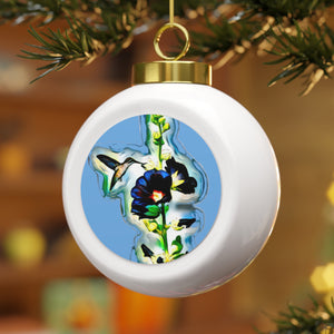 Hummingbird Standing Light Blue Ball Ornament