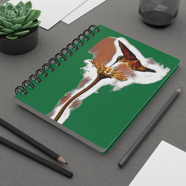 Hummingbird Flame Green Spiral Bound Journal