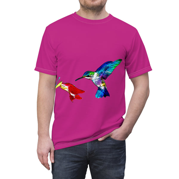 Unisex Cut & Sew Hummingbird Sweet Neat Pink Tee (AOP 1)